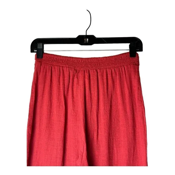 LPA Pants Women Medium Red Gauzy Cotton Elastic Tie Waist High Rise‎ Tapered - Image 4