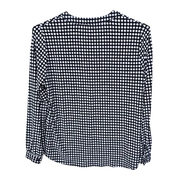 Anne Klein NWT Womens Polka Dot Split Neck Long Sleeve Blouse Black White Size M - Image 3