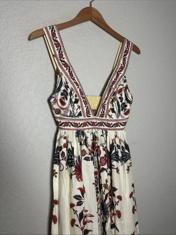 NEW FARM Rio Bohoflor Maxi Dress Birds Tropical Exotic Resortwear Brazil Size XS - Image 5