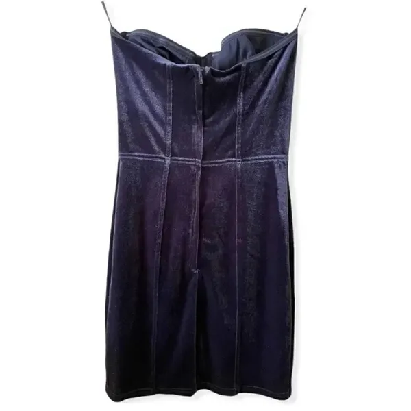 H& M Purple Midnight Velvet Strapless Bodycon Night Out Dress Sz 6 - Image 3