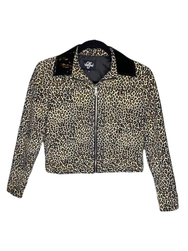 new Valfre ☻︎ January Crop Jacket ☻︎ Leopard Print ☻︎ Black Vinyl Collar ☻︎ XS - Image 6