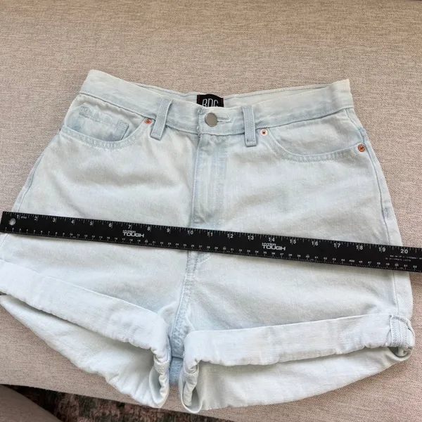 BDG Mom High Rise Denim Shorts Size 28 Light Wash Rolled Cuff Urban Outfitters - Image 9
