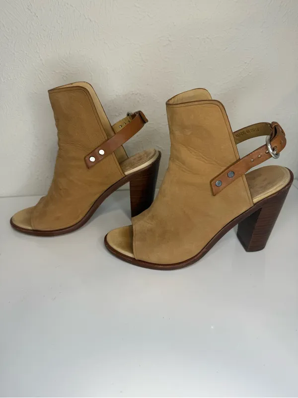 Rag & Bone Tan Suede Peep Toe Ankle Booties Heels 36.5 - Image 5