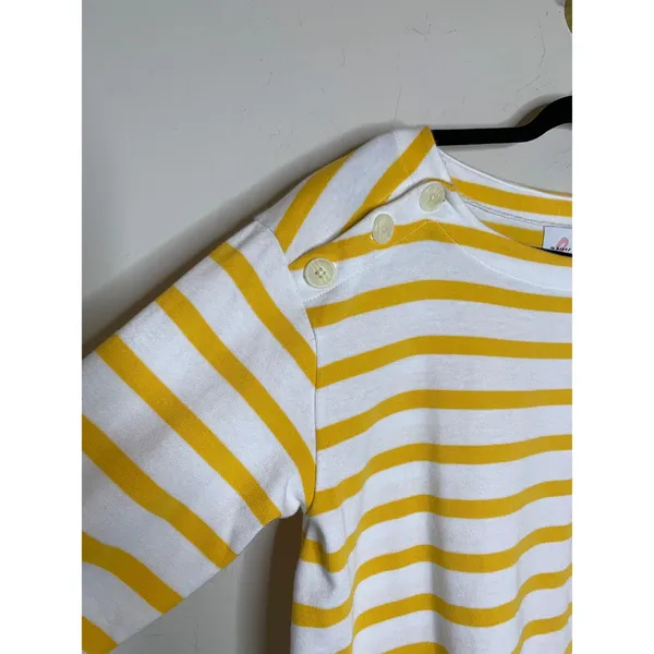 Nines by Hatch Yellow Boat Neck Stripe Top Sz Small - Image 7