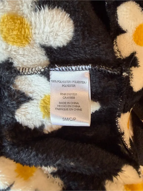 Black Daisy Quarter-Zip Fleece Pullover Size S - Image 4