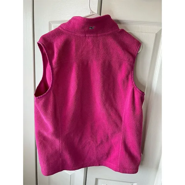 Vineyard Vines Women's Pink Fleece Vest Size L Casual Sleeveless - Image 2