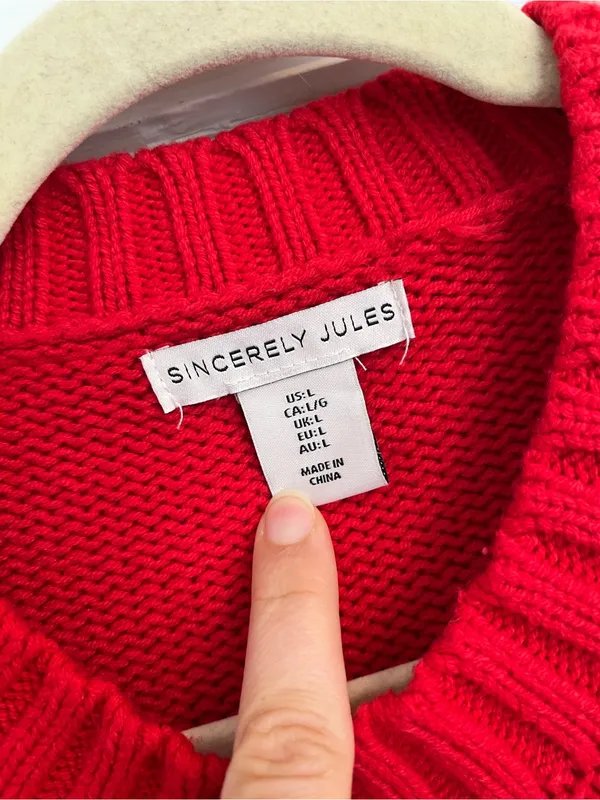 Sincerely Jules Red Crewneck Sweater with White Bow Christmas holiday valentine - Image 2