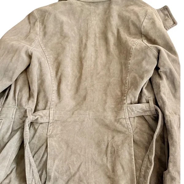 Gap Edition Dark Brown Genuine Leather Suede Belted Coat Jacket Small 854926-00 - Image 10