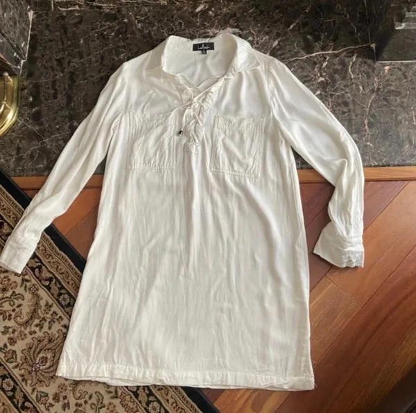 Lulus Best of All White Long Sleeve Lace-Up Dress - Image 2