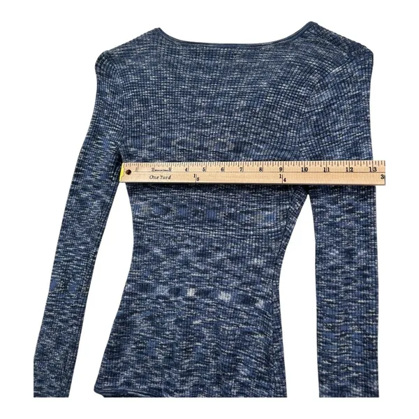 Abercrombie & Fitch Blue Ribbed Bodysuit Long Sleeve Cutout Tie Front Women S - Image 4