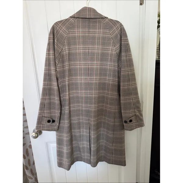 Checked Coat in Brown and Black Houndstooth Tan Size M - Image 2