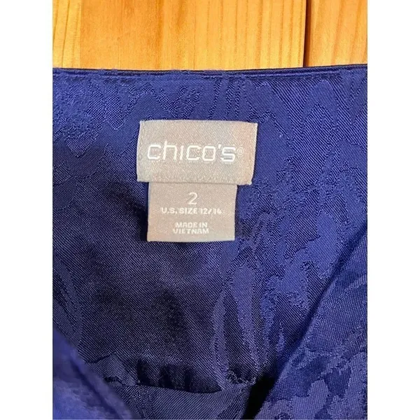 Chico's Top Womens 2 US Large Long Sleeve Jacquard Satin Pullover Blouse (2549) - Image 3