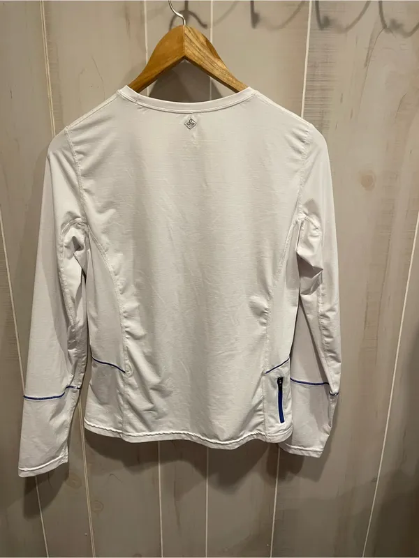 Cute creamy vanilla Prana stretch long sleeve outdoor hike yoga top mini pocket - Image 9