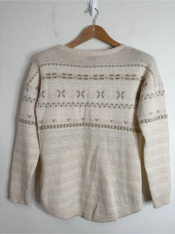Le Tigre Pastel Cream Fair Isle Striped Crewneck Wool Blend Sweater size S - Image 2