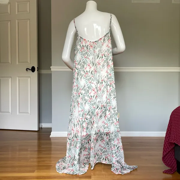 Women’s Chiffon Floral Maxi Dress Size 46 Boho Flowy Sleeveless Summer Dress - Image 4