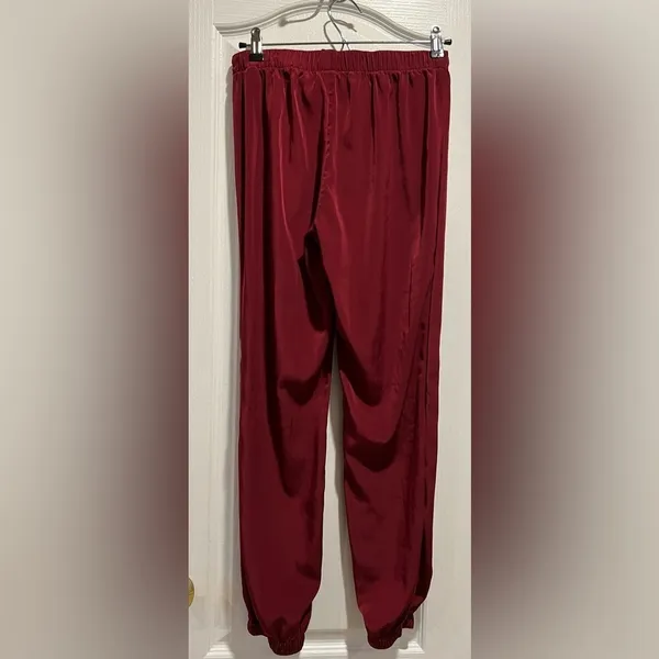 Express maroon polyester pull on silky pants size XS - Image 2