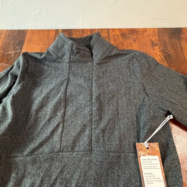Kyodan Outdoor Womens Herringbone Quarter Zip Pullover Grey Large NWT Gray - Image 9