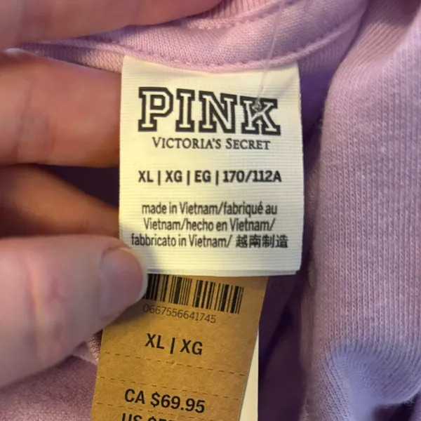 NWT Victoria's Secret PINK Varsity Terry V-Neck Pullover Sweatshirt sz XL - Image 3