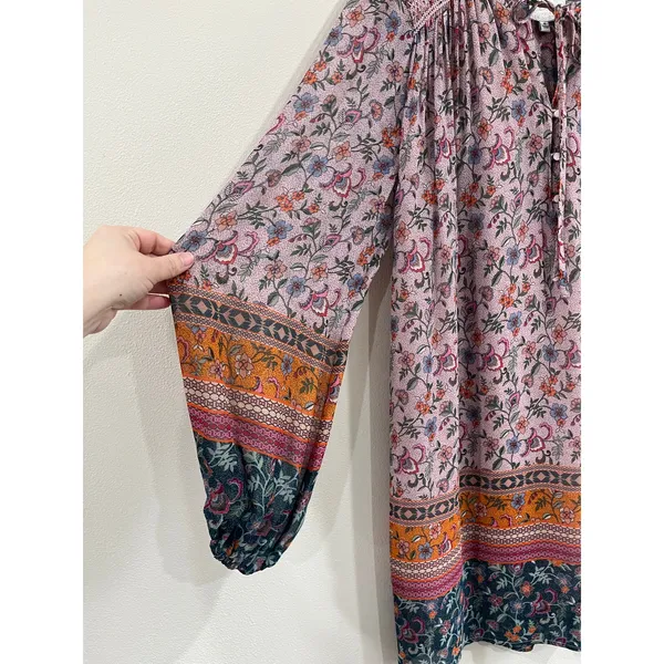 Johnny Was Maha Boho Mini Dress Embroidered Long Sleeve‎ Sz M Flowy - Image 6