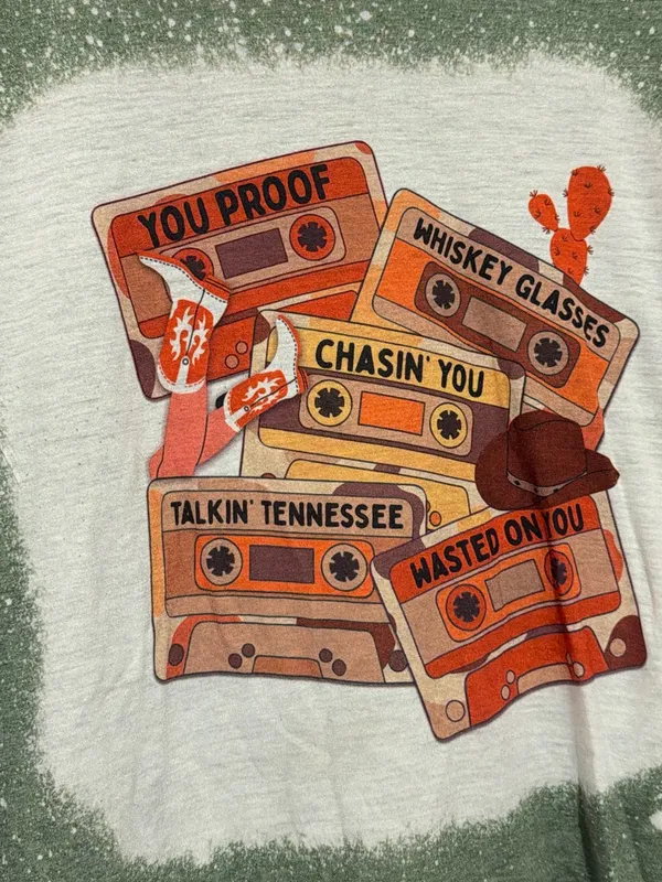 Gildan Green Short-Sleeve Tee with Retro Cassette Graphic - Image 2