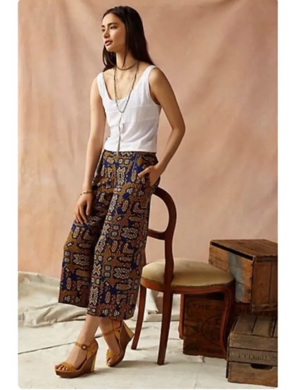 Anthropologie Cartonnier Sampa wide-leg crop pants snake print culottes Size 12 - Image 2