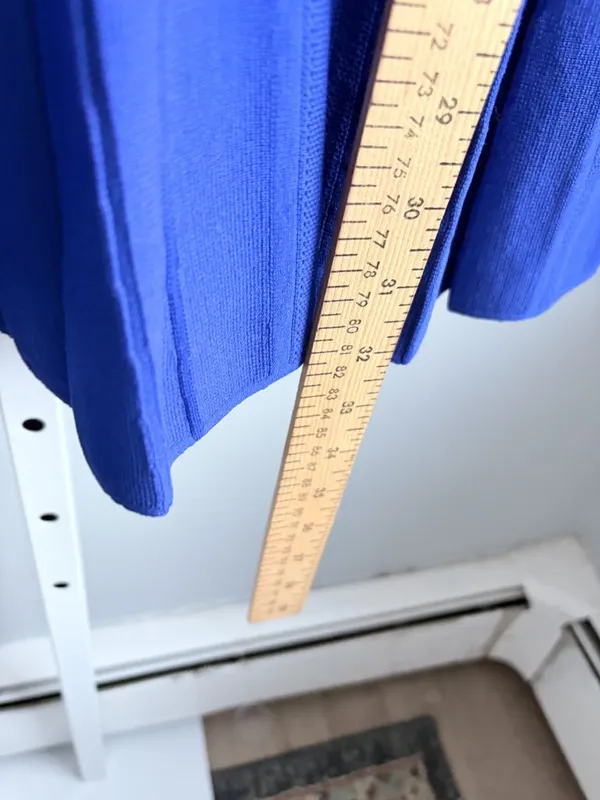 Zara Cobalt Blue Knit Sleeveless Pleated Mini Dress Mod Drop Waist Size S - Image 6