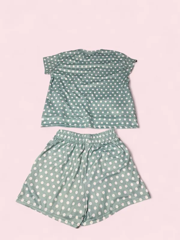 Polka Dot Blue & White Short lounge Set - Image 2