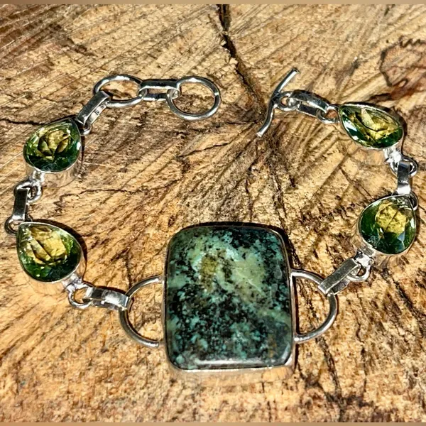 African Green Turquoise Bracelet 7”- 8” - Image 7