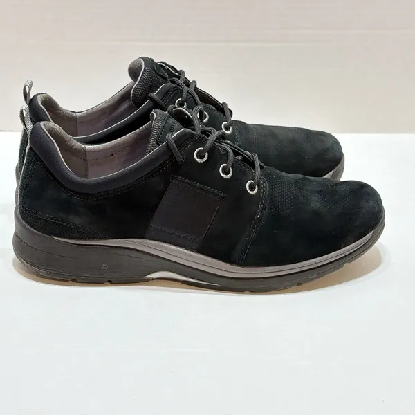 Aravon Shoes Womens 10D Pyper Plain Toe Sneakers Black Leather Lace Up Comfort - Image 2