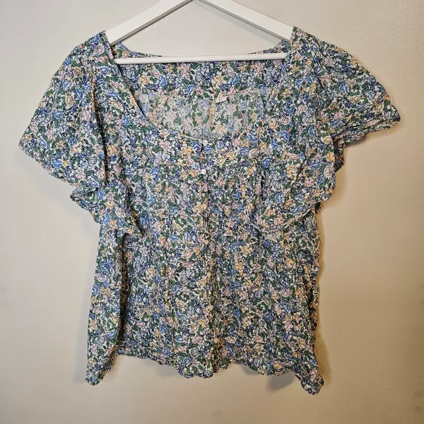 Old Navy Oversized Springtime Floral-Print Square-Neck Top Casual Multicolor - Image 2