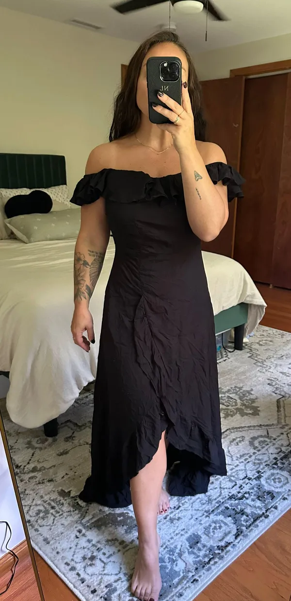 Black Off The Shoulder High Low Dress - Image 5