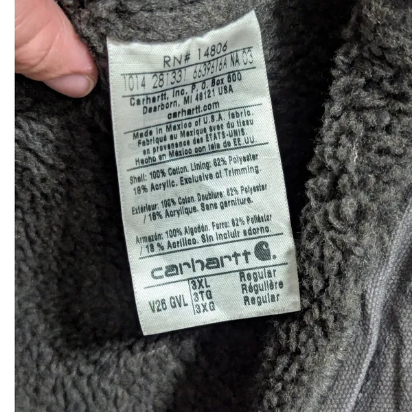Vintage Y2K Carhartt Sandstone Rugged Vest Sherpa Lined Duck Canvas Dark Gray 3X - Image 6