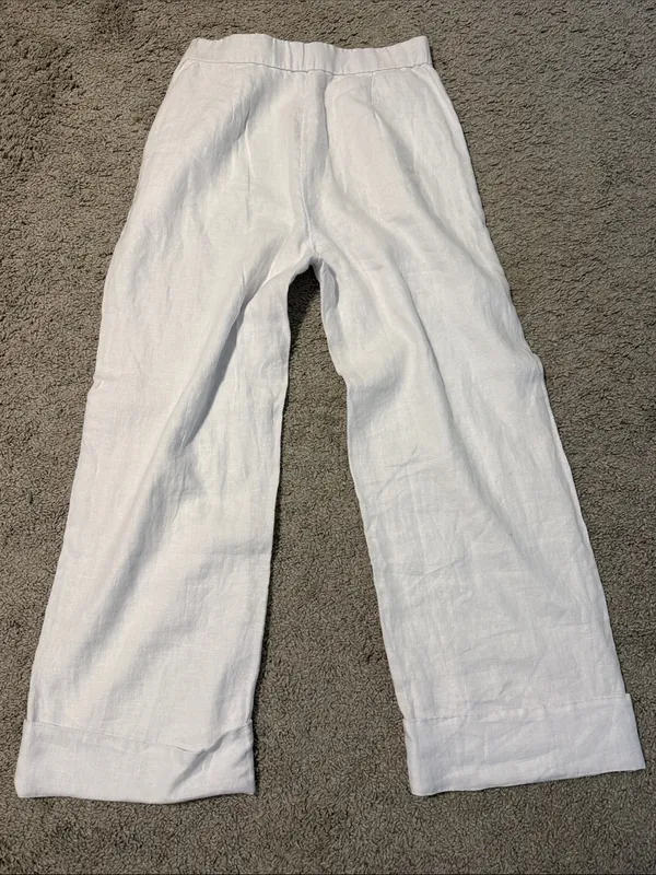 Abercrombie & Fitch White Linen Pants - Image 3