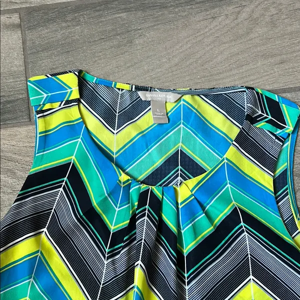 Banana Republic Chevron Blouse - Blue, Green, Yellow, Black - Image 3