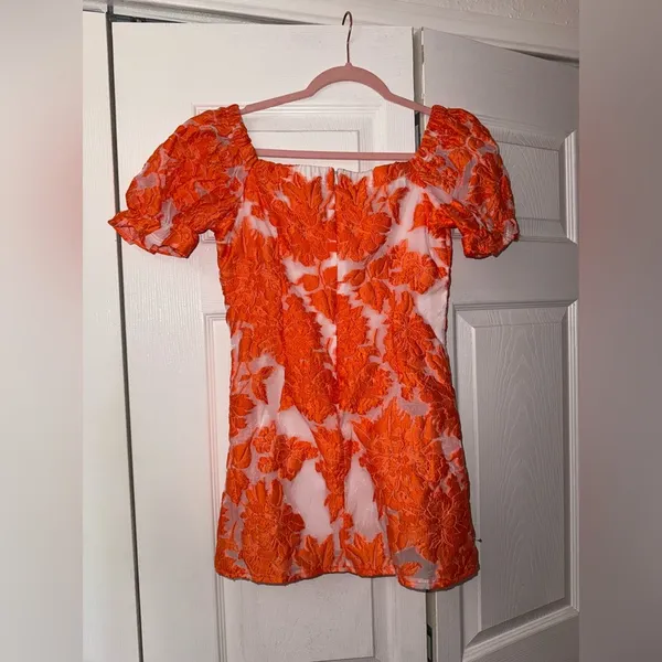Hello Molly NWOT Orange Mini Dress Size‎ USA SMALL - Image 2