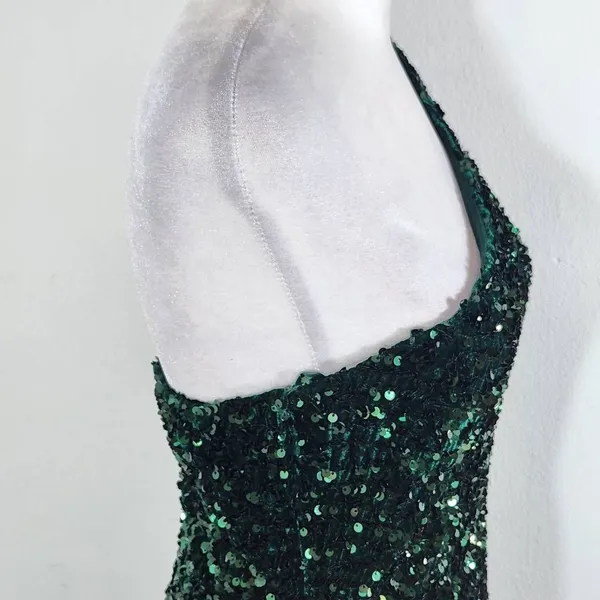 Mi Ami Green Sequin One Shoulder Mini Dress NWOT Size Small Formal Sequin Dress - Image 5