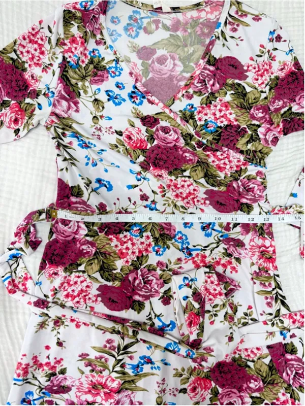 Women's PinkBlush White Pink Floral V-Neck Maxi Dress S - Image 7