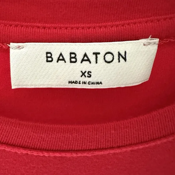 Aritzia Babaton T Shirt Womens XS Short Sleeve Red Long Line Classic Preppy City - Image 2