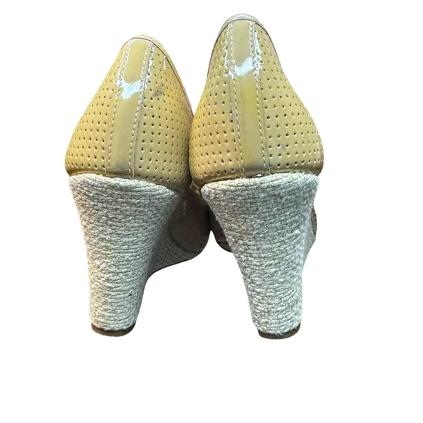 Lilly Pulitzer Shoes Womens Size 7 Beige Leather Peep Toe Espadrille Wedge Heels - Image 8