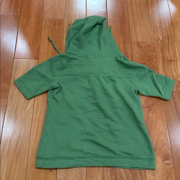 Abercrombie & Fitch‎ Short Sleeve Hoodie Womens Green V-Neck Pullover Large - Image 4