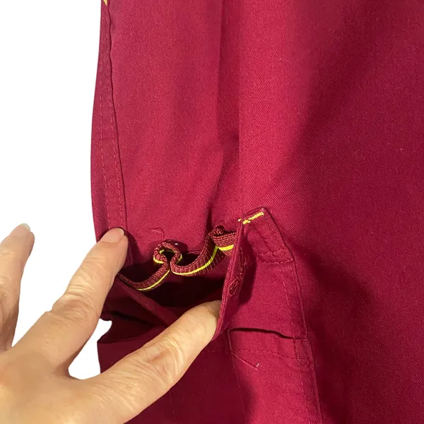 Med Couture Maroon Red Drawstring Waist Medical Scrub Casual Pants Women Sz S - Image 4