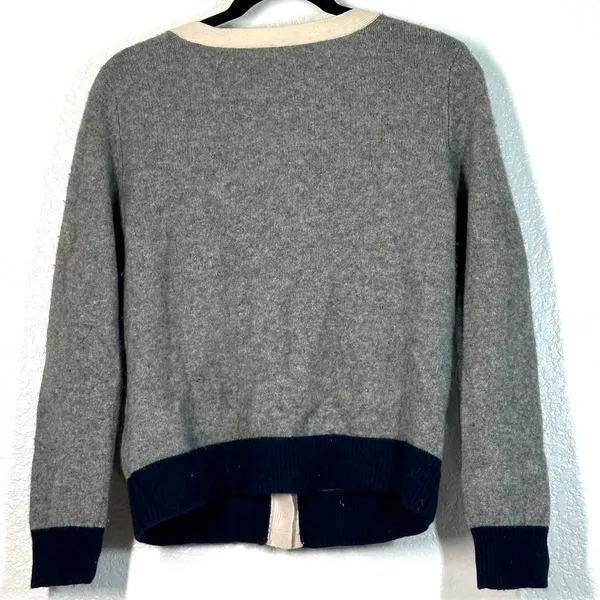 Rag & Bone S Cashmere Sweater button-down cardigan knit Gray Navy V-neck Luxury - Image 2