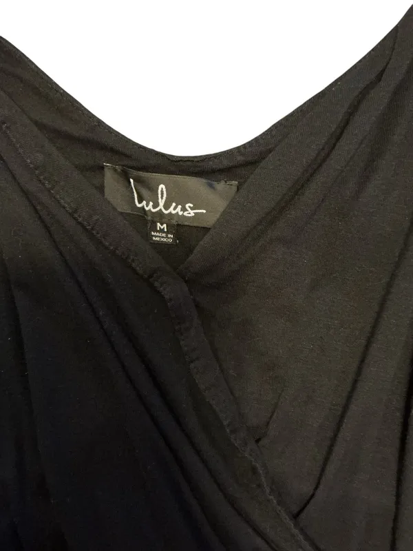 Lulus Black Double Front Slit V-Neck Midi Dress - Size Medium - Image 3