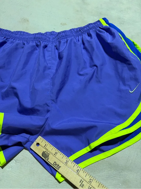 Nike Women's Purple and blue Running Shorts with Neon Trim large - Image 3