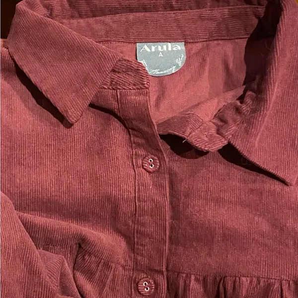Arula Burgundy Corduroy Tiered Short Dress 1X NWT - Image 6
