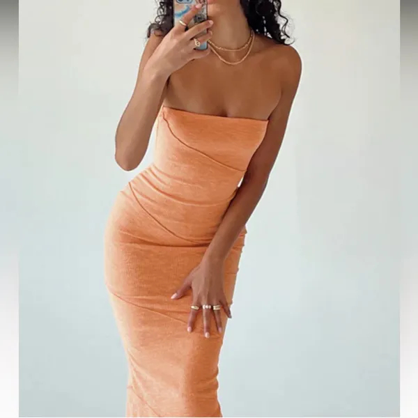 Princess Polly Oscar Midi Dress in Orange Size 8 - Image 2