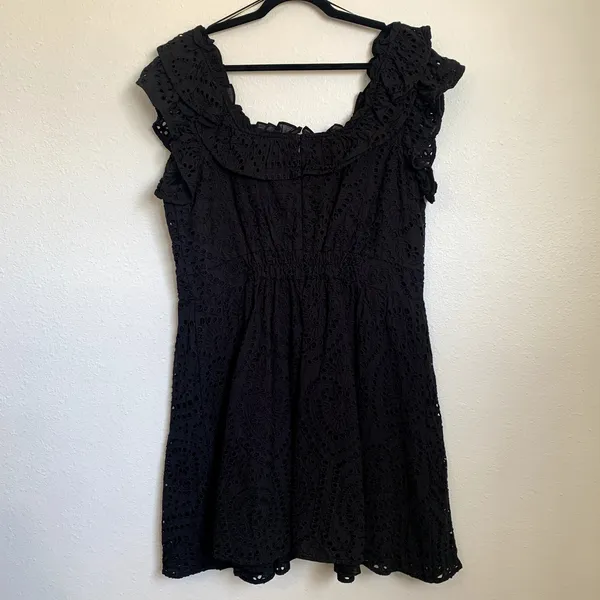 Ryegrass Sz XL Eyelet Ruffle Mini Dress‎ Black Coquette Feminine 100% Cotton - Image 4