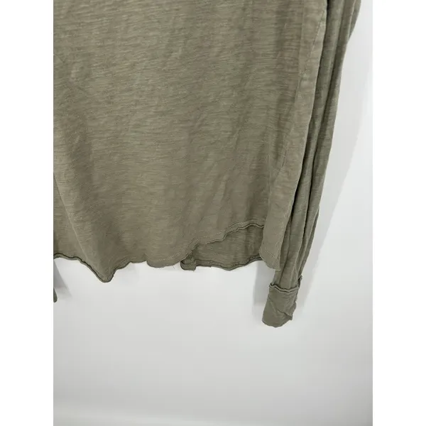 We The Free Arden Extra Long Cotton Top Washed Army‎ Green Long Sleeve Women XS - Image 4