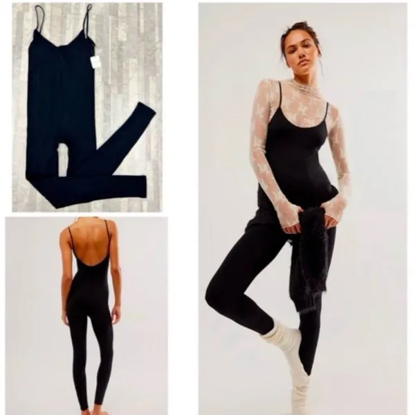 Intimately Free People Black Seamless Legging Catsuit Jumpsuit Size S - Image 2