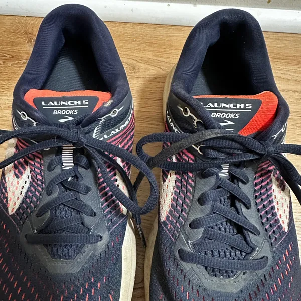 Brooks | Women's Launch 5 Navy Pink Orange Athletic Running Shoes, Size 8 - Image 3